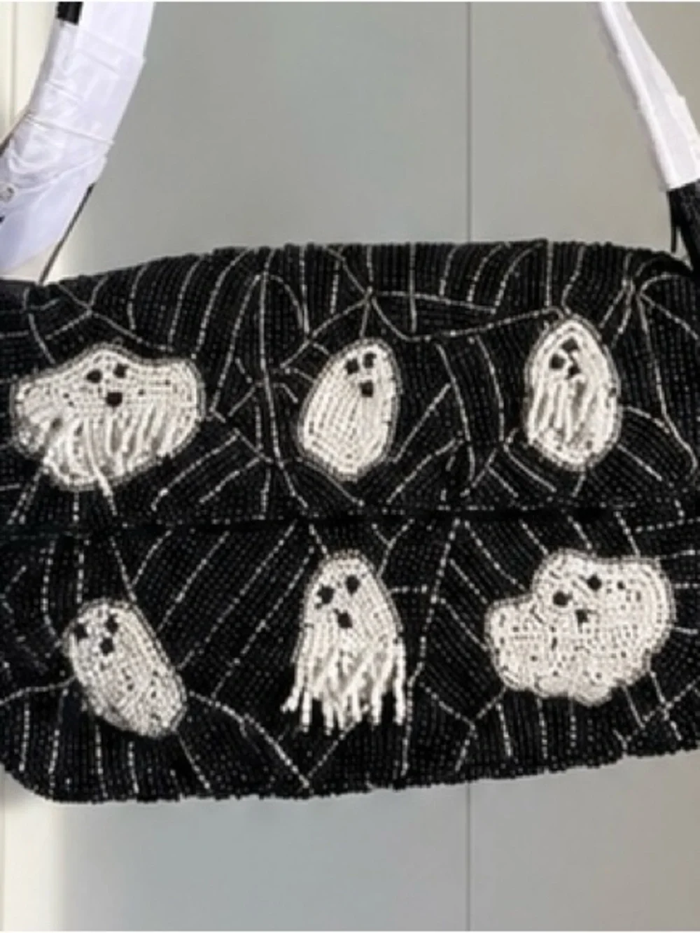👻 SOL and MER VIRAL Handcrafted Beaded Ghost Shoulder Bag – NWT